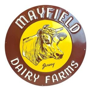 Mayfield Ice Cream Metal Rounds Advertising Sign 17.5"